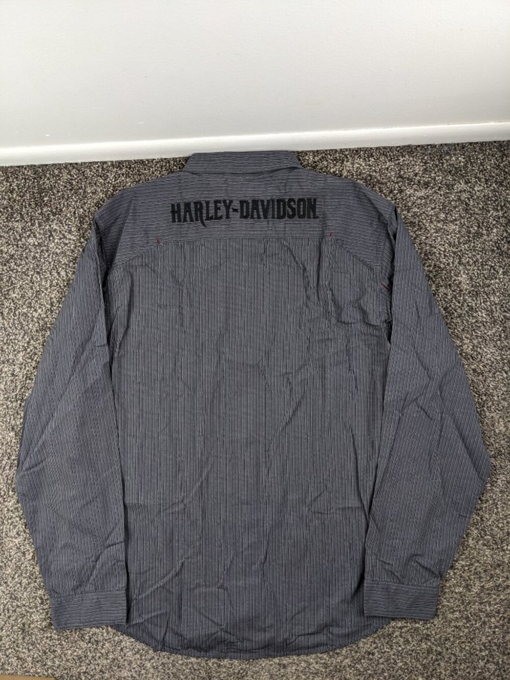 Harley Davidson Shirt Western Pearl Snap L/S Button Up Textured Striped Mens XL
